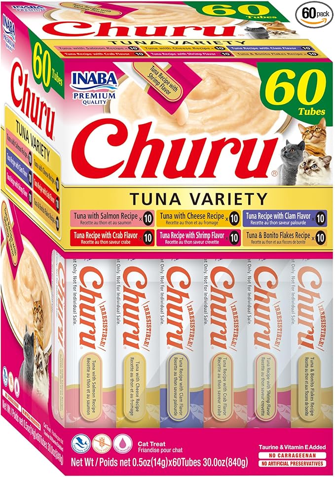 INABA Churu Cat Treats, Squeezable Creamy Purée Cat Treat by INABA