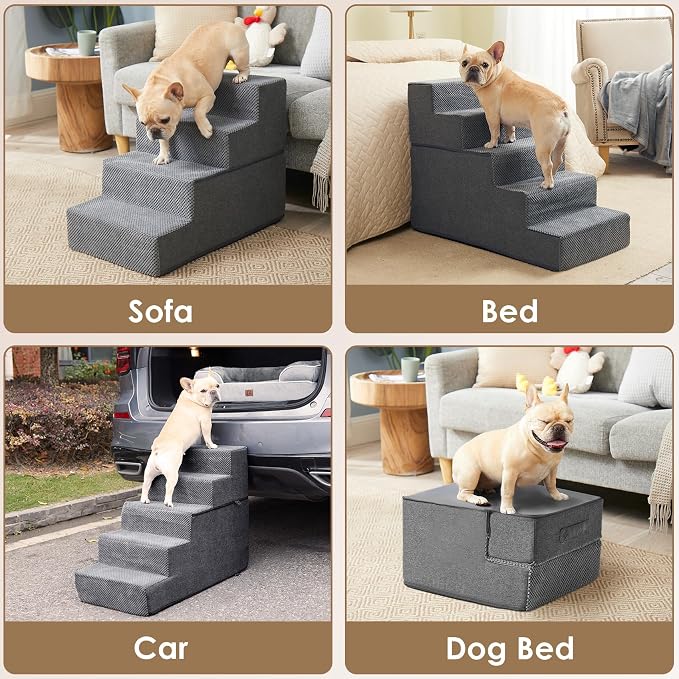 EHEYCIGA Dog Stairs for Small Dogs 13.5" H, 3-Step Dog Steps for Couch Sofa and - Image 7