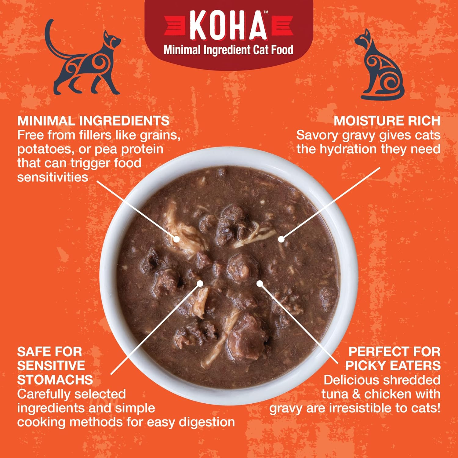 KOHA Poké Bowl Tuna & Chicken Entree in Gravy for Cats, 12-Pack of 3oz Pouches