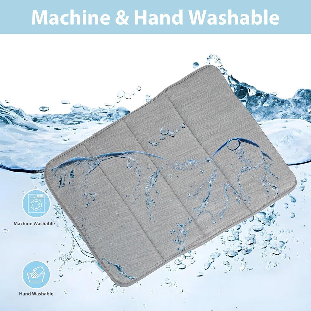 Dog Cooling Mat for Small Dogs - 24x18 Orthopedic Memory Foam Pet Pad for Summer, QMAX>0.5, Washable Premium Comfort Crate Pad for Your Furry Companion, Grey