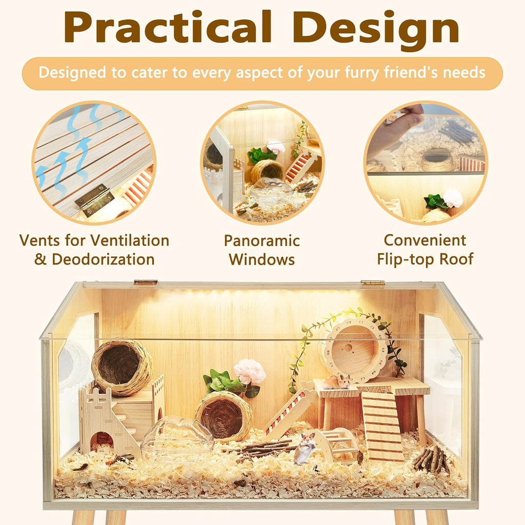 Prolee Hamster Cage with Legs, Guinea Pig Cages Chew Proof, Hamster House, Hamster Cages and Habitats, 32" L x 16" W x 40" H