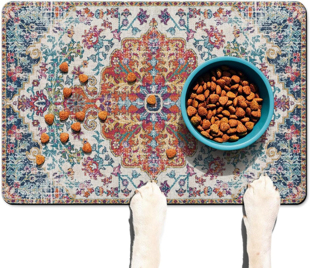 Pet Feeding Mat for Floors Waterproof Dog Mat for Food and Water Absorbent Quick Dry Non Slip mat for Cat Bowls
