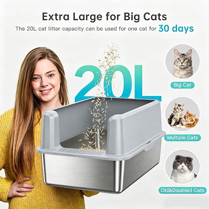WoofiGo Stainless Steel Cat Litter Box - Image 3
