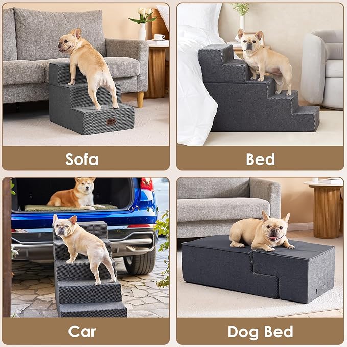 EHEYCIGA Dog Stairs for Small Dogs 16.5" H, 3-Step Extra Wide Dog Steps for - Image 8