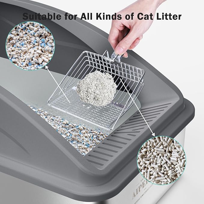 AIPERRO Stainless Steel Litter Box | XL Enclosed Cat Litter Boxs - Image 9