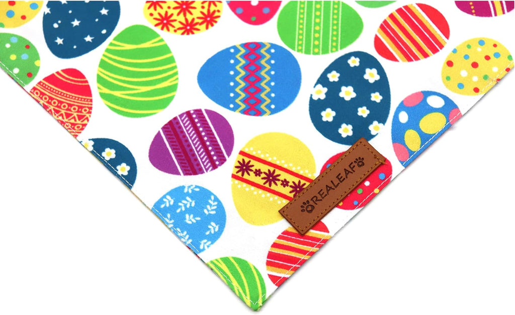 Realeaf Easter Dog Bandanas 2 Pack, Triangle Reversible Pet Scarf for Boy and Girl, Premium Durable Fabric, Holiday Bandana for Small Medium Large and Extra Large Dogs (Large)