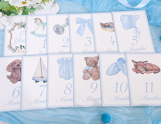 Baby Boy/Girl Monthly Milestone Cards - First Holiday Cards,First Year Month Photo Milestone Cards,Baby Shower Newborn Photo Prop (Cards-1)