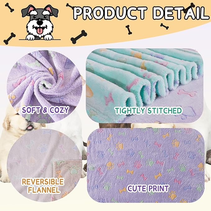 Rezutan Dog Blankets for 3 Pack Medium Blanket Cat Soft Fuzzy Blankets Washable - Image 2