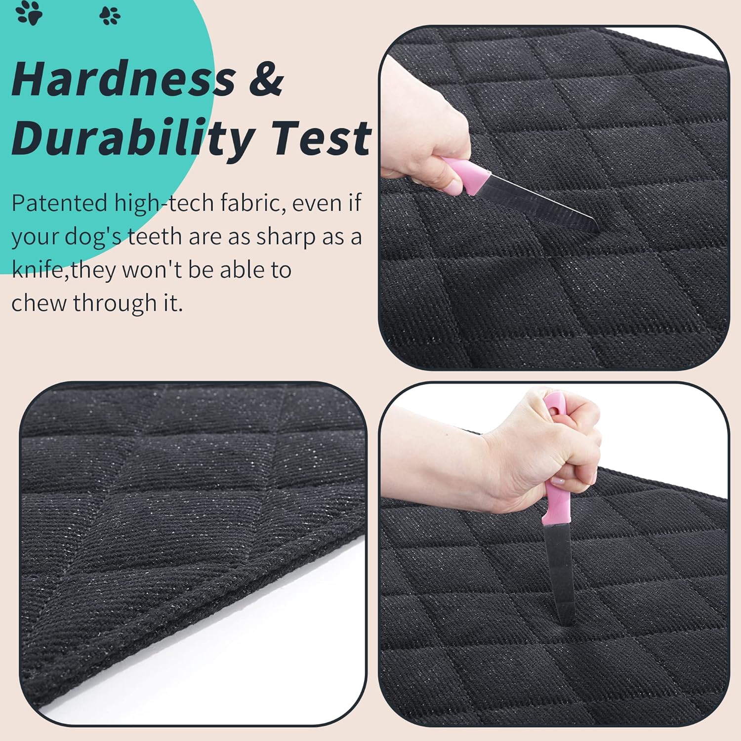 MABOZOO Indestructible Dog Beds - Chew Proof Crate Pad for Aggressive Chewers, Machine Washable Quilted Mat, Durable for Small Dogs, Black Kennel Pad (17x23 in)