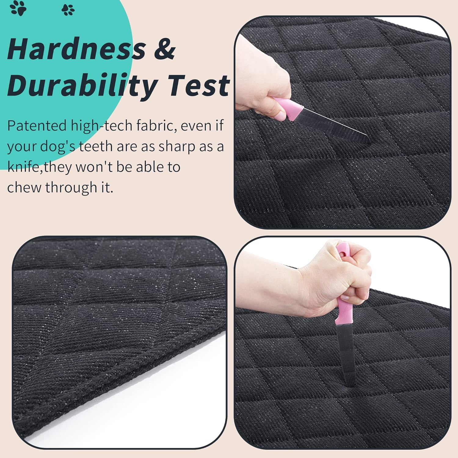 MABOZOO Indestructible Dog Bed, Chew Proof Crate Pad for Aggressive Chewers, Machine Washable Quilted Mat, Durable for Small and Medium Dogs, Black Kennel Pad (18x29 in)