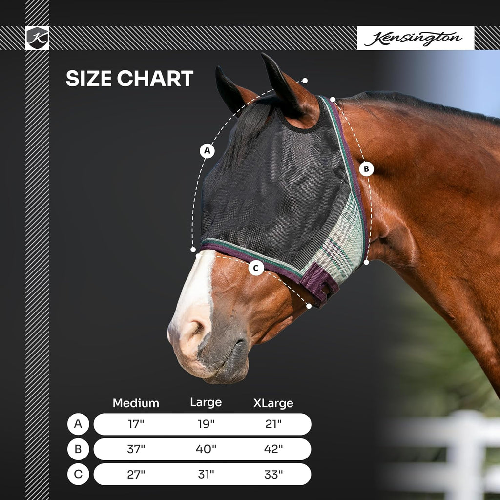 Kensington 90% UV Fly Mask CatchMask UViator - Without Ears & Forelock Freedom Web Trim Size: Medium Color: 121 Deluxe Black