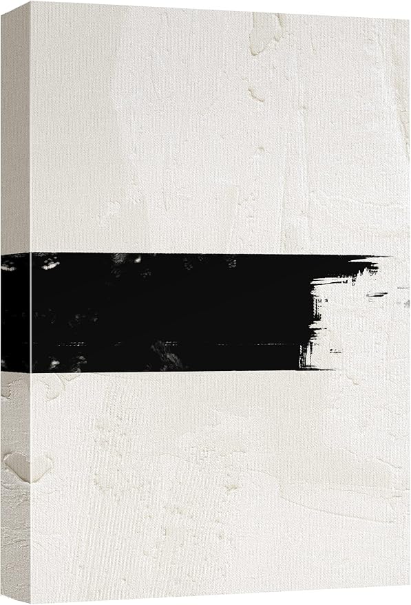 SIGNWIN Canvas Print Wall Art Geometric Black Stripe Tan Color Field Abstract Shapes Illustrations Minimalism Contemporary Nordic Relax/Calm Zen Decorative for Living Room, Bedroom, Office - 32"x48"