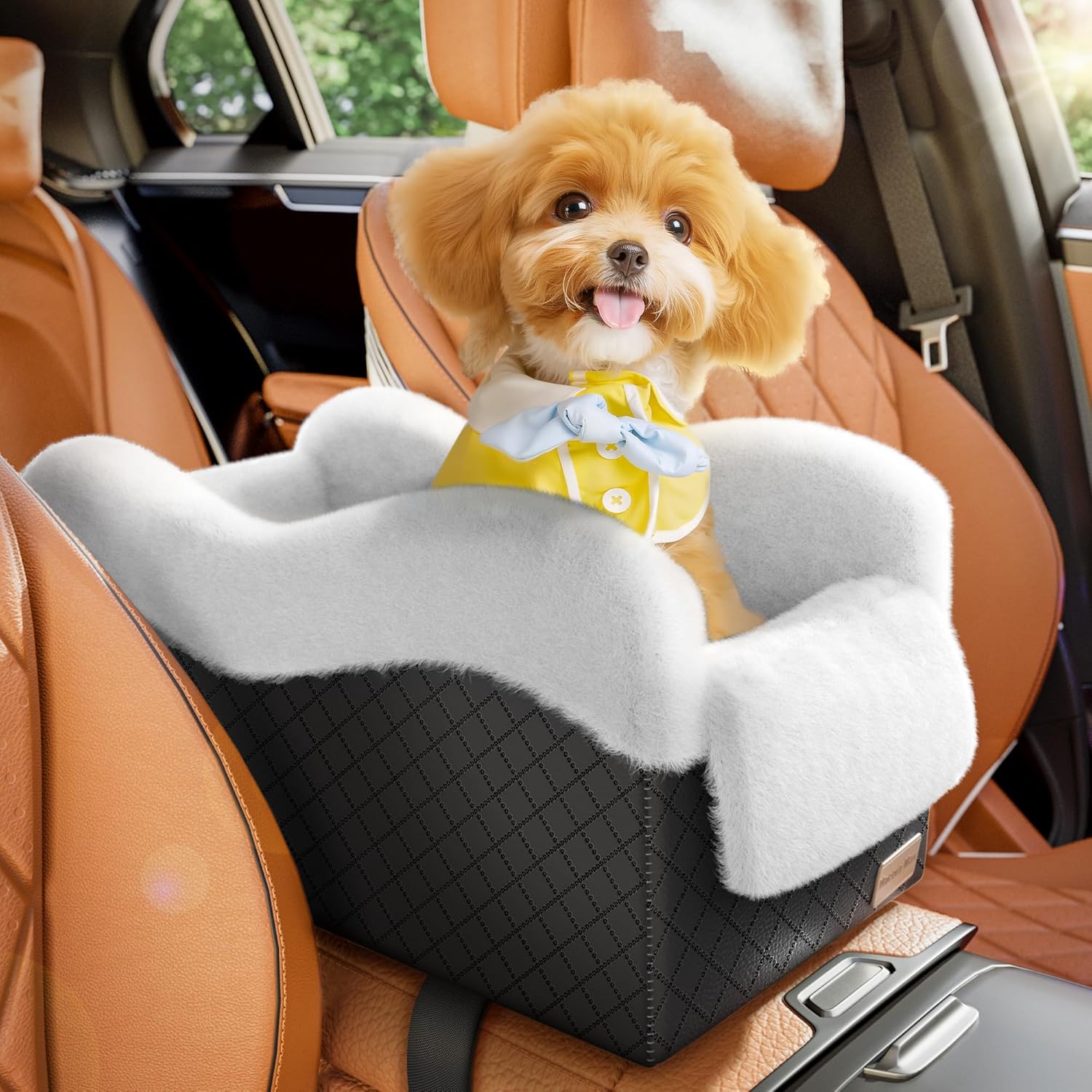 Conter Console Dog car seat(Light Grey/White) (Black/White, M)