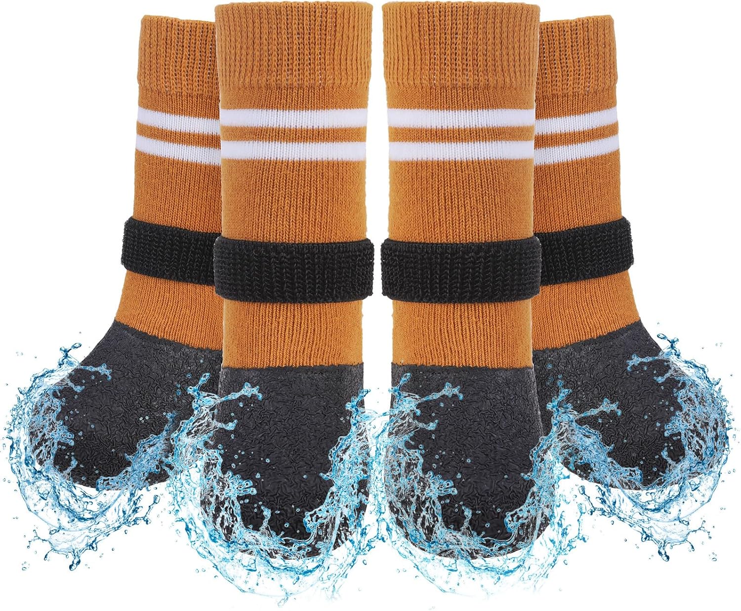 SCENEREAL Anti Slip Dog Boots & Paw Protectors for Hardwood Floor, Extended Dog Socks to Prevent Licking Paws, Waterproof Pet Snow Rain Shoe for Winter Medium Senior Dogs, Khaki M