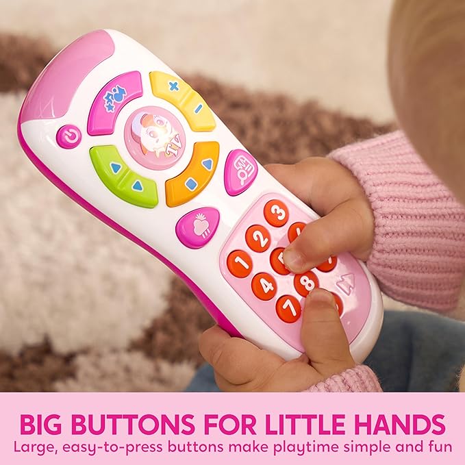 JOYIN Baby Learning Phone and Remote Toy for Toddler, Pink Smartphone Toys with Music for Infants, Kids, Holiday Stocking Stuffers, Birthday Gift for Girls, Gifts for Christmas