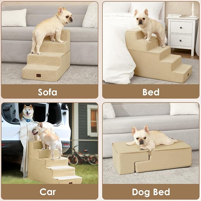 EHEYCIGA Dog Stairs for Small Dogs 13.5" H, 3-Step Dog Steps for Couch Sofa and - Image 7