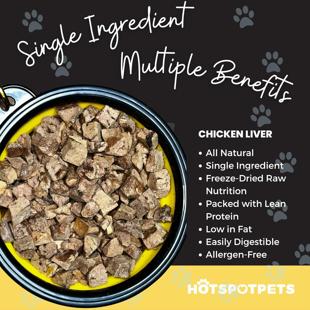 hotspot pets Freeze Dried Chicken Liver Treats for Cats & Dogs -1LB Big Bag-Made in USA- Single Ingredient All Natural, Grain-Free - Perfect for Training, Food Topper or Snack