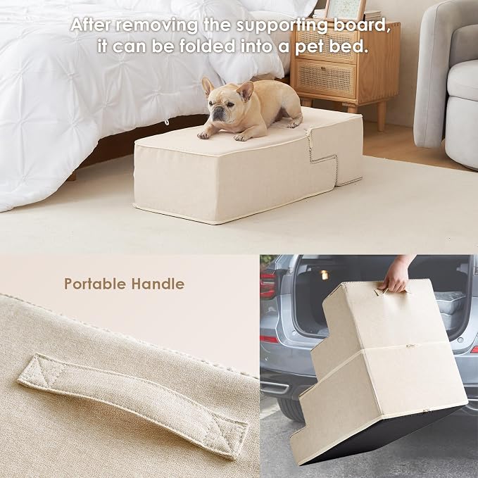 EHEYCIGA Dog Stairs for Bed 20" H, 4-Step Extra Wide Dog Steps for High Bed - Image 6