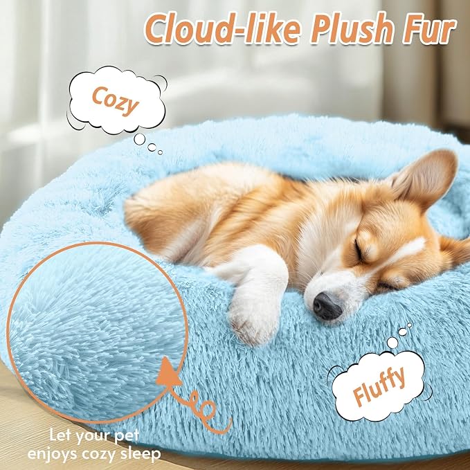 JOLLYVOGUE Calming Dog Beds Large Sized Dog, 36in Donut Washable Large Pet Bed - Image 2