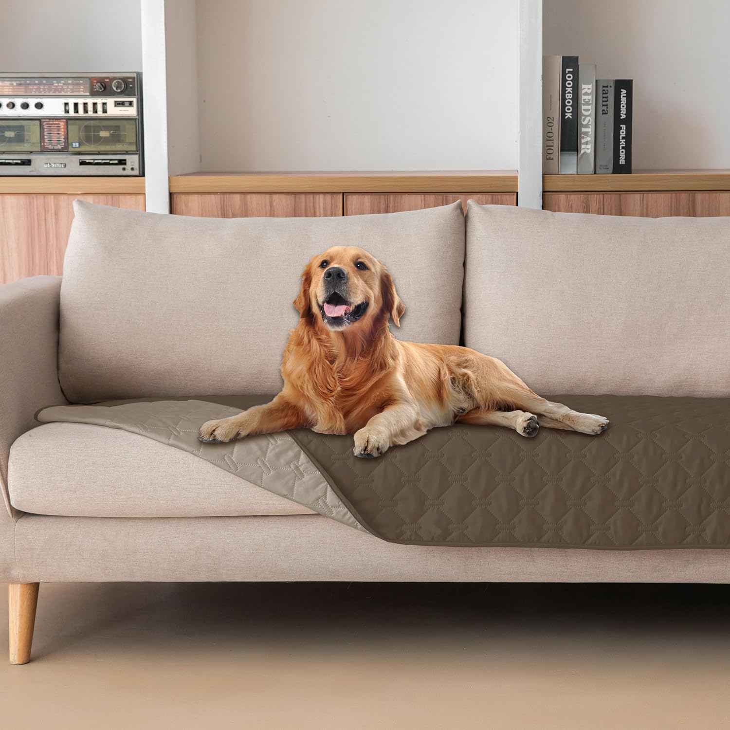 gogobunny 100% Double Sided Waterproof Dog Blanket Soft Pet Bed Cover Reversible Protect Furniture Couch Sofa Car for Puppy Cat Kids (Dark Walnut/Light Walnut, 30x80 Inch (Pack of 1))
