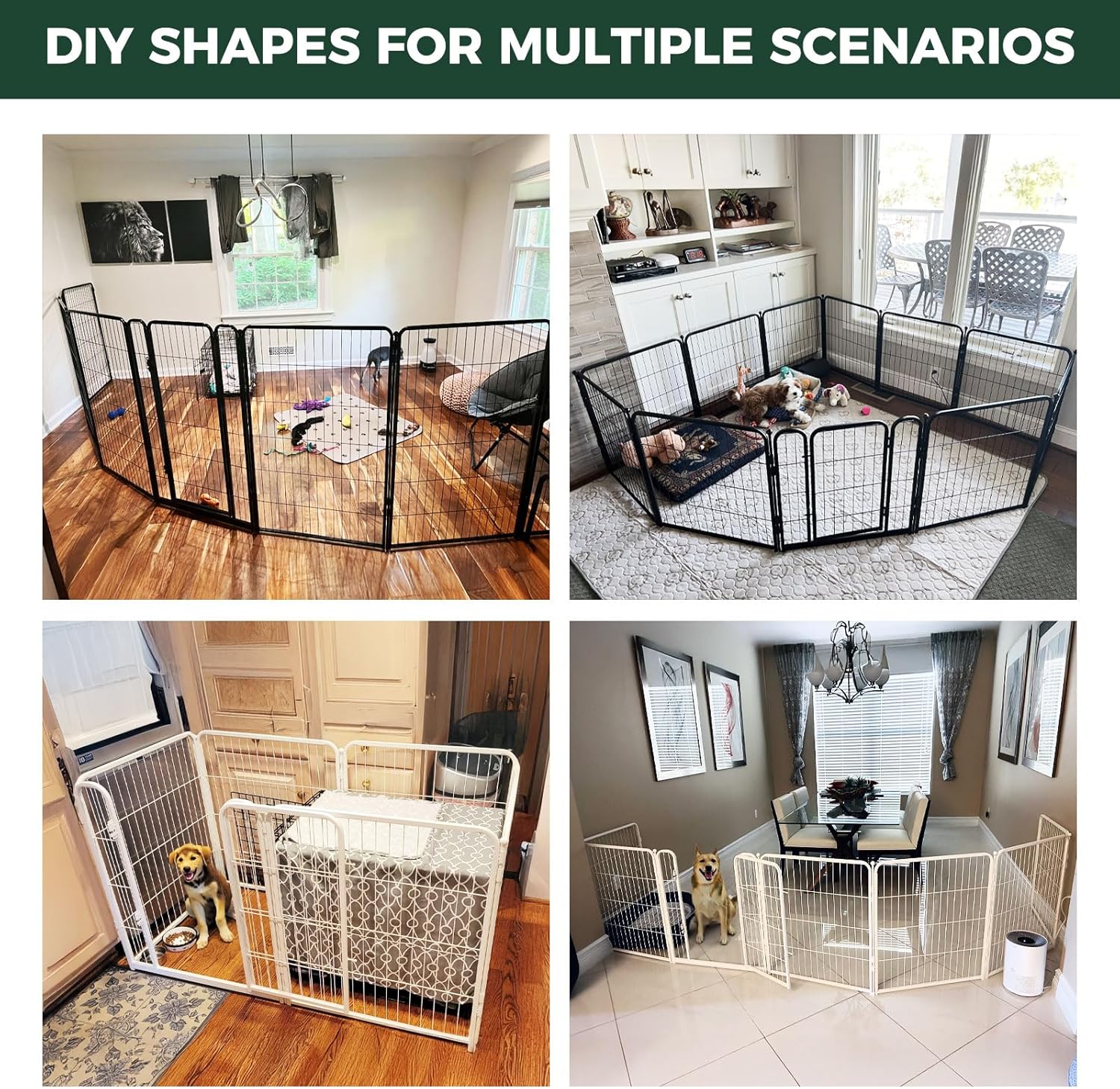 FXW Homeplus Unleashed Indoor Dog Playpen - Stress-Free and Safe Play, Heavy Duty 40 Inch 6 Wire Panels Dog Pen for Medium and Large Dogs, Black│Patented