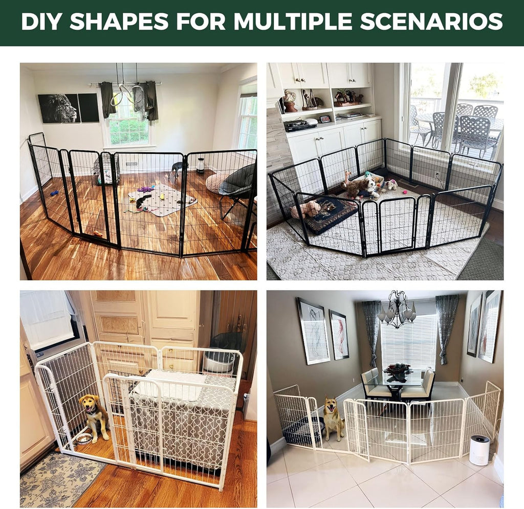 FXW Homeplus Unleashed Indoor Dog Playpen - Stress-Free and Safe Play, Heavy Duty 24 Inch 8 Wire Panels Dog Pen for Puppy and Small Dogs, White│Patented