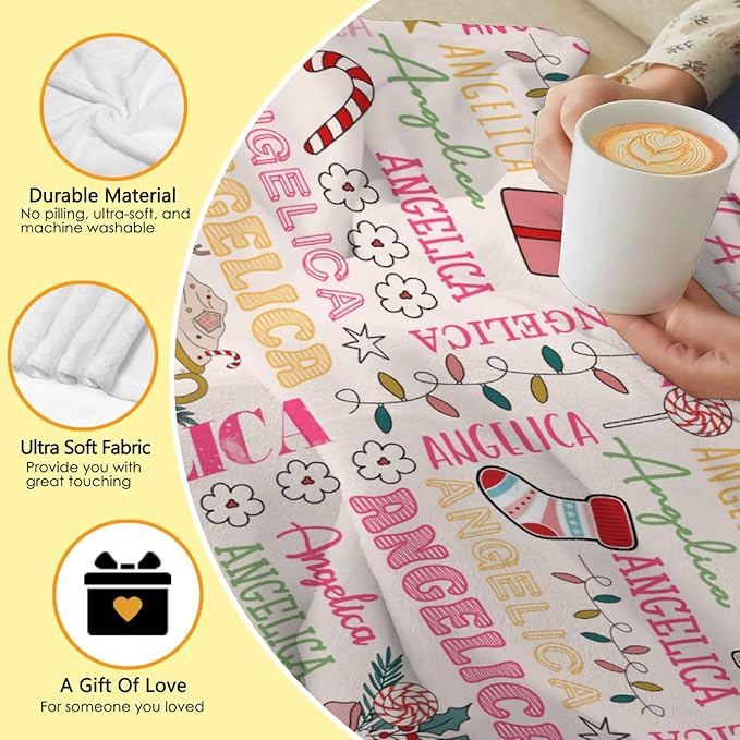 Custom Christmas Blanket | Personalized Holiday Blanket for Boys Girls | Plush Cozy Custom Name Blanket | Christmas Decor Personalized Gifts Name Blanket | 40"x50"-Kids/Throw Size