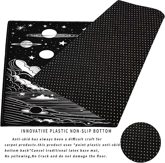 Space Rocket Rug for Boys Room Black and White Rugs Galaxy Stars Carpet Planet Throw Rugs for Kids Teens Doormat Bedroom Living Room,31 in X 47 in