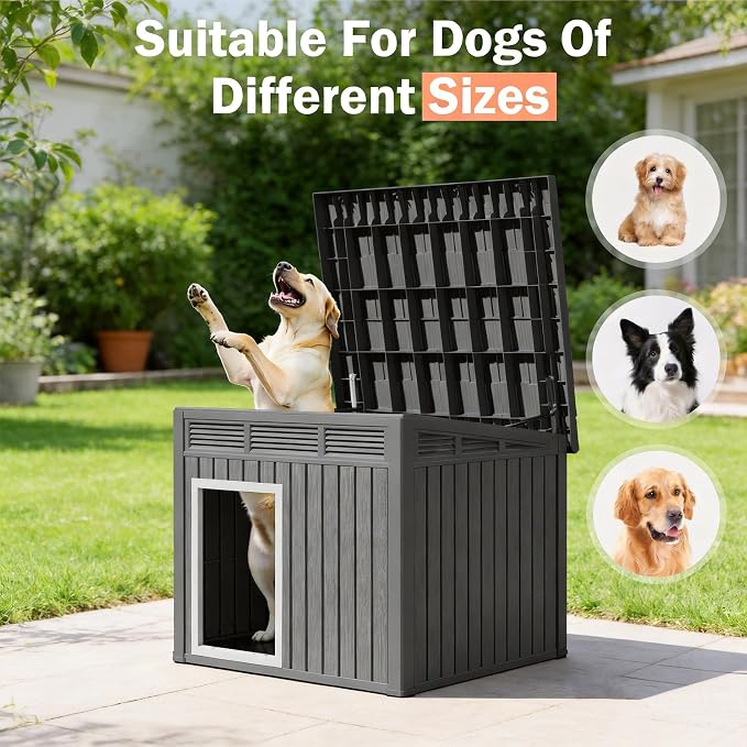 Fancyango Large Dog House with Removable Roof - Image 3