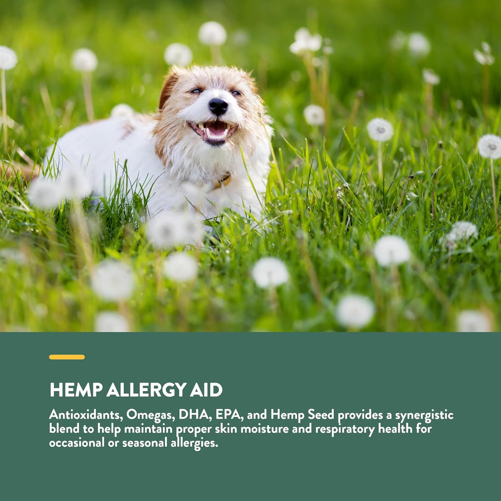 NaturVet Hemp Allergy Aid Supplement for Dogs, Hemp Seed, Antioxidants, Omegas, Dha & Epa for Healthy Skin & Respiratory Health, 120 Count