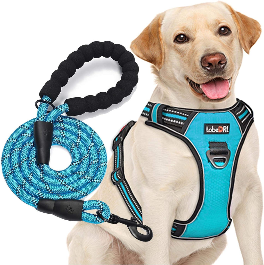 No Pull Dog Harness Adjustable Reflective Oxford Easy Control Medium Large Dog Harness with A Free Heavy Duty 5ft Dog Leash