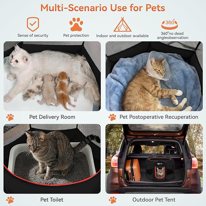 Siedihit Black Dog Cat Playpen, Puppy Pet Playpen Indoor - Image 4