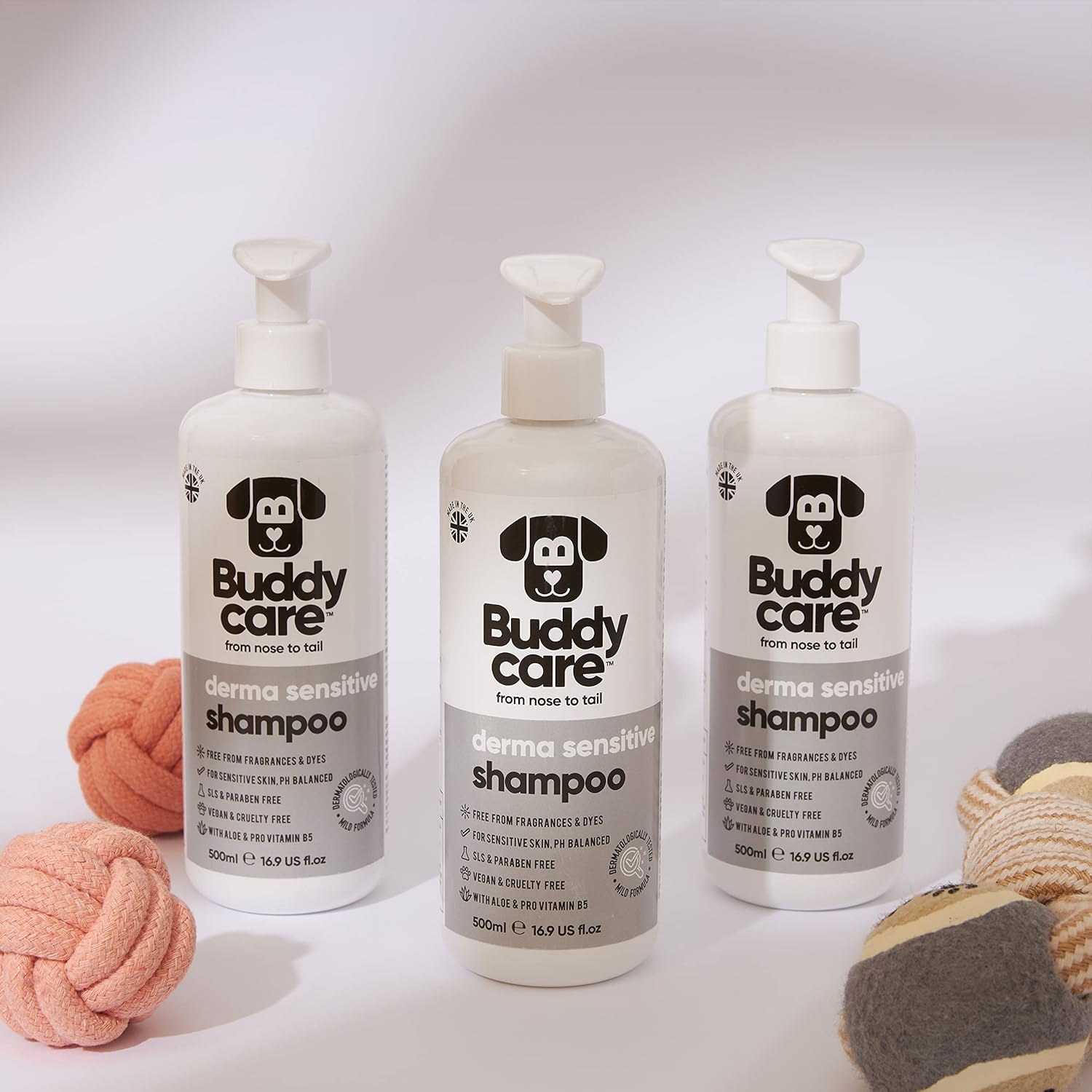 Derma Sensitive Dog Shampoo by Buddycare | Dry Skin & Itchy Skin Relief for Smelly Dogs | Deep Cleansing for Dogs Puppy Sensitive Skin | Dog Shampoo & Conditioner | with Aloe & Vitamin B5 (16.90oz)