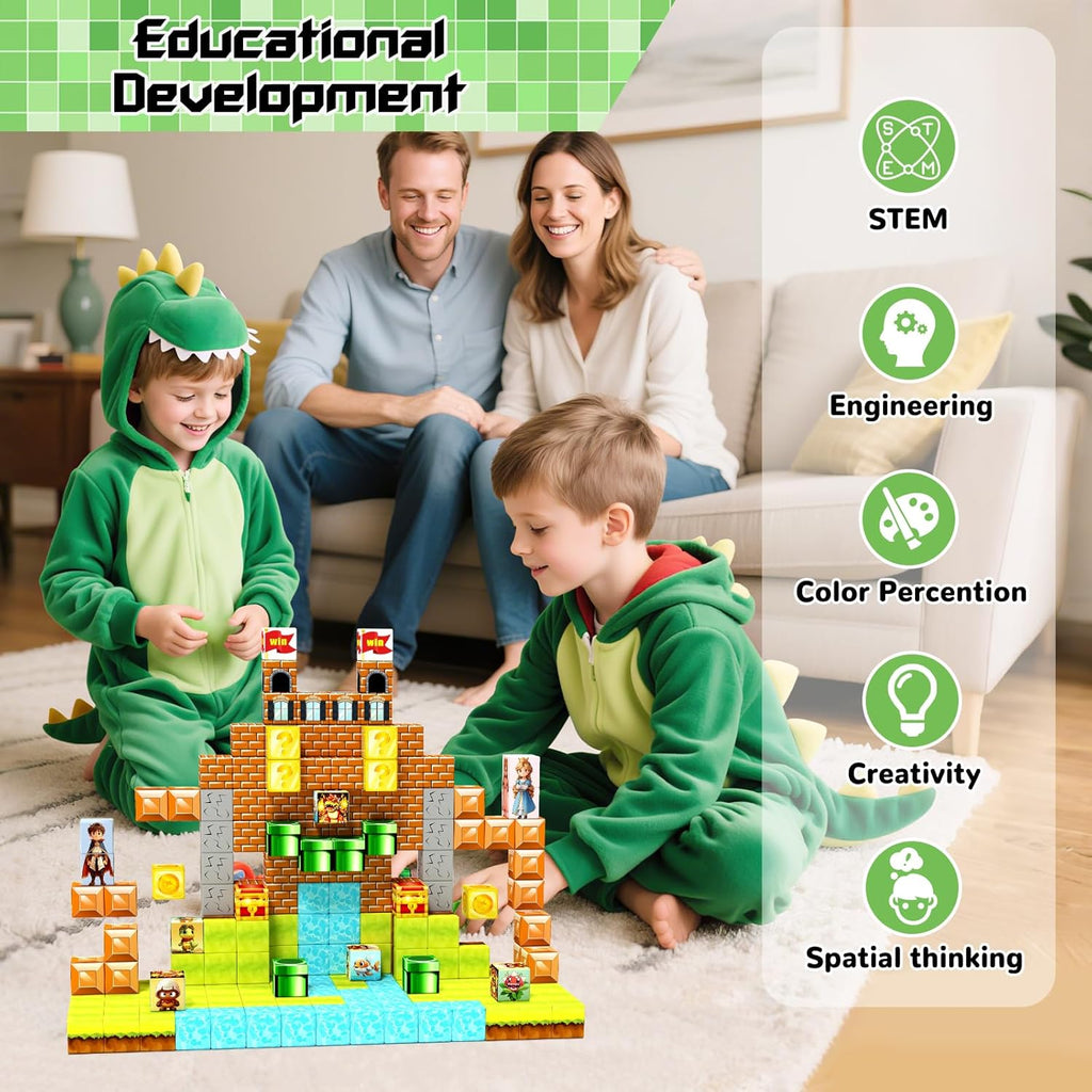 Magnetic Blocks- Magnetic Building Blocks Magnet Cube Toys Stacking, Build Forest Toys & Games Set, STEM Sensory Play, Birthday Giftsfor Kids Boys Girls Age 3 4 5 6 7 8 9 10 (54pcs 1inch)