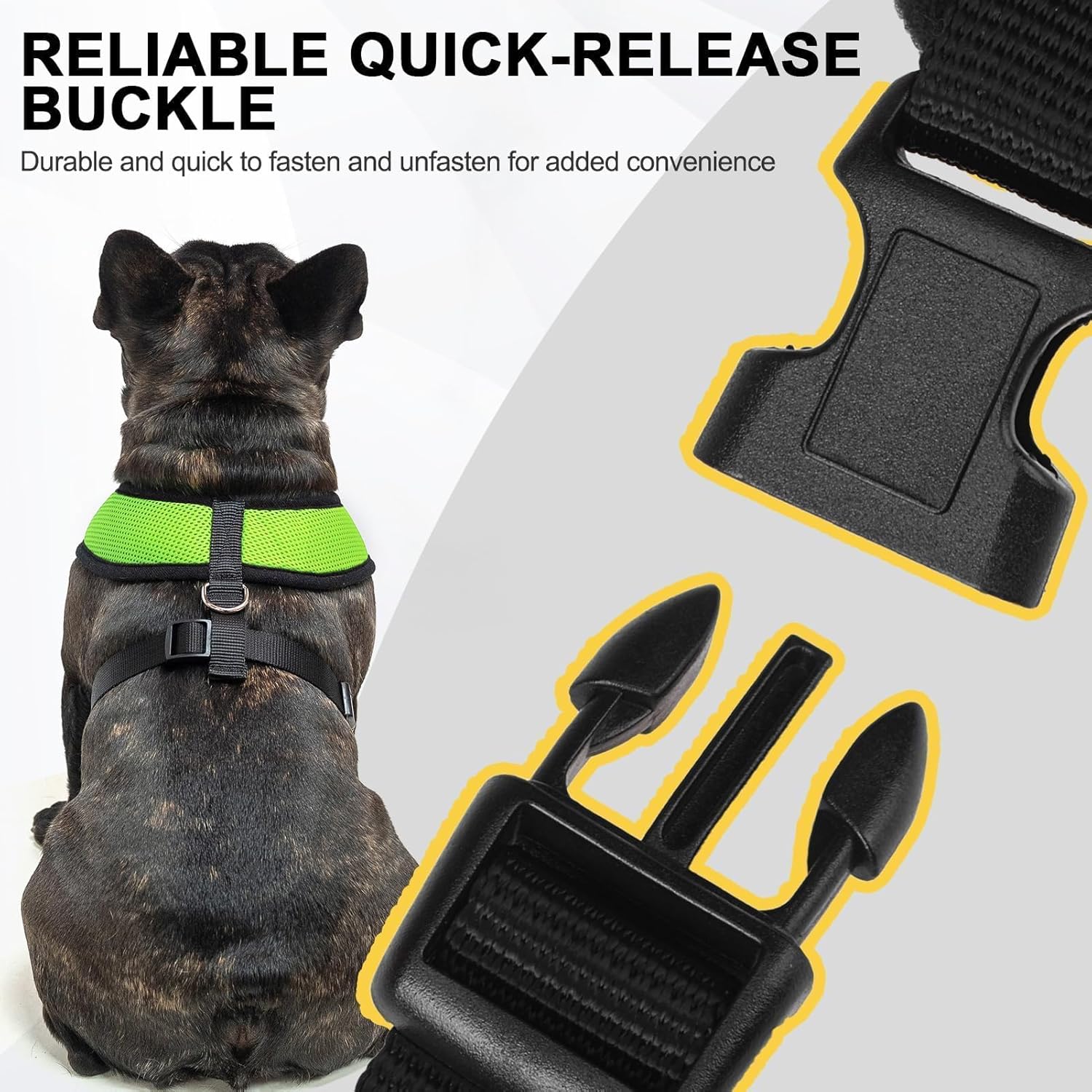 BINGPET No Pull Dog Harness,Soft Mesh Breathable All Weather Vest Harness,Safety Protection Design Durable Adjustable Step-in Easy Walk Dog Harness for Small Medium Large Dogs(Green,L)