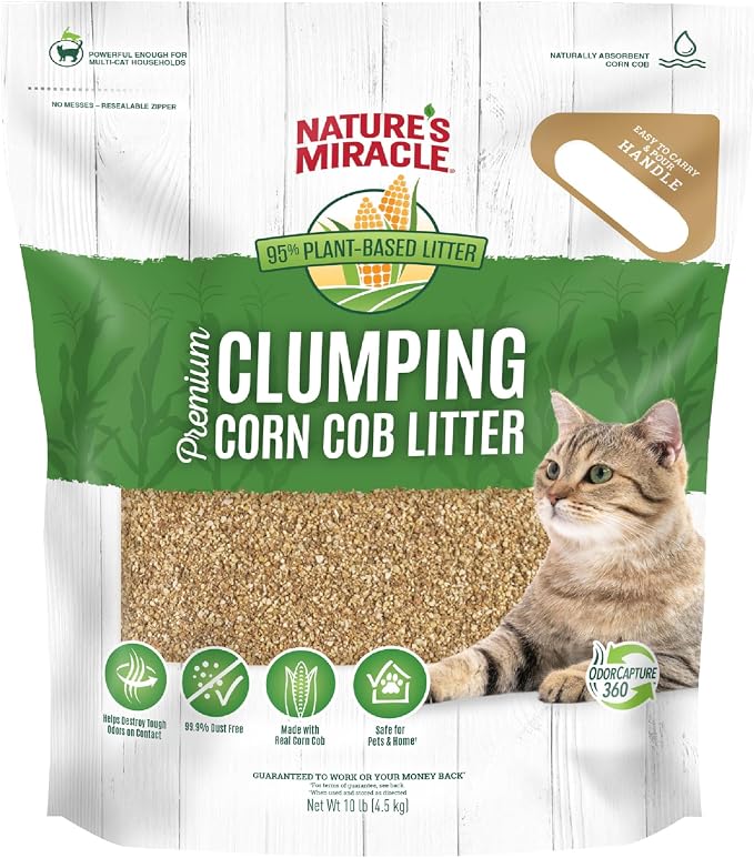 Nature’s Miracle Premium Clumping Corn Cob Litter, 10 Pounds, Made - Image 10
