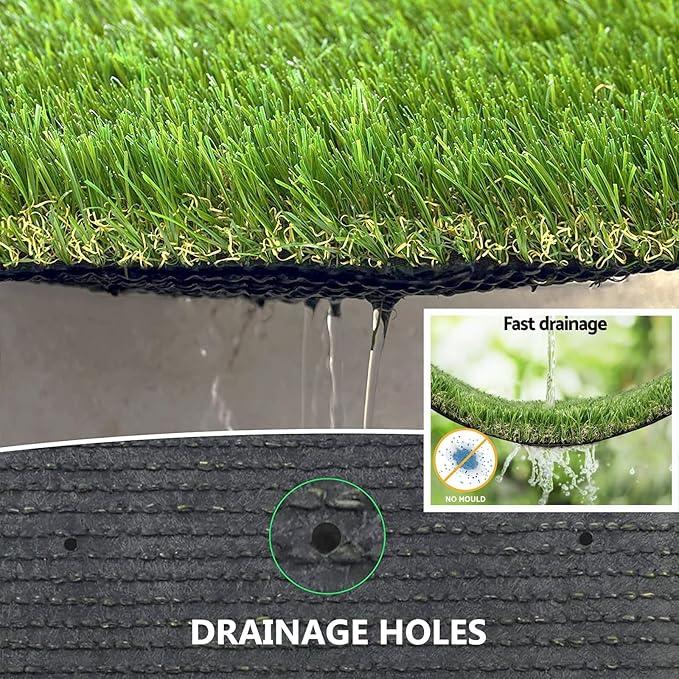 Artificial Grass Rug Outdoor Indoor 13FTX31FT Fake Grass Carpet Green Synthetic - Image 5