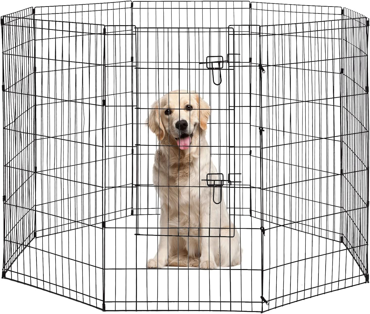 8-Panel Tall Dog Playpen Crate Fence Pet Kennel Play Pen Exercise Cage, 42-Inch, Black