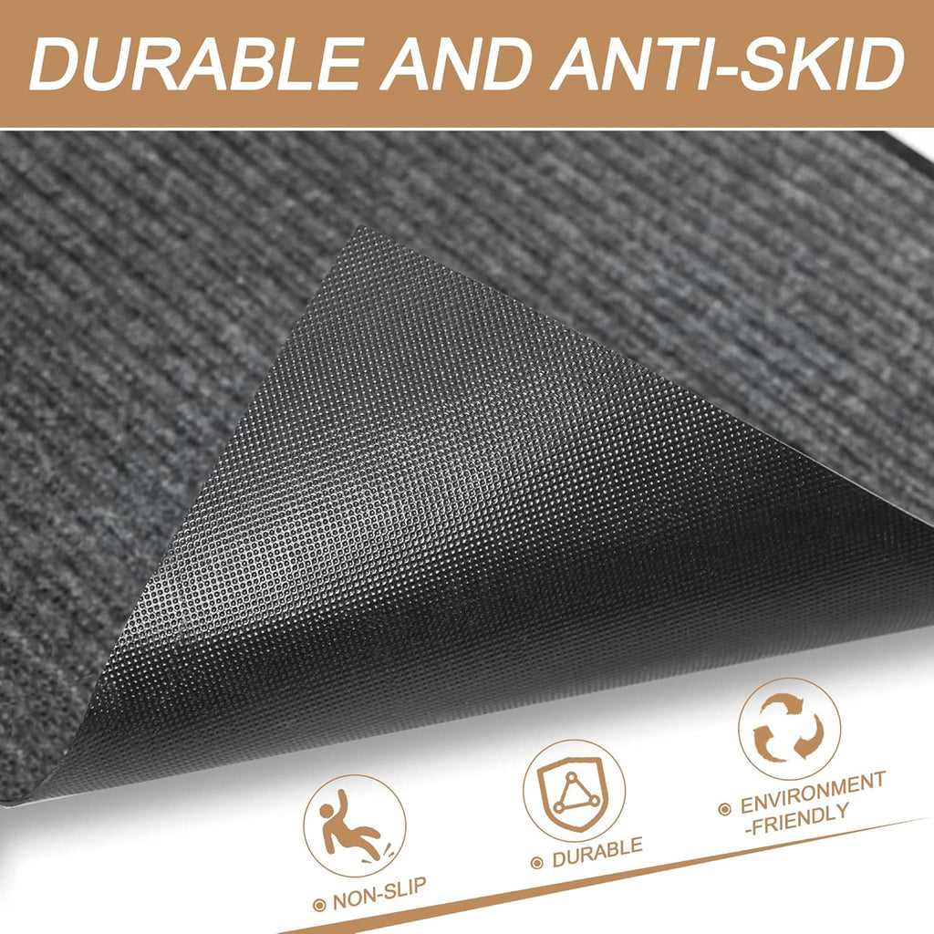 Durable Front Door Mat, Heavy Duty Indoor Outdoor Doormat, 48” x 36” Low Profile Outdoor Mats for Home Entrance, Stain and Fade Resistant Shoe Scraper Mat, Ideal for High Traffic Area