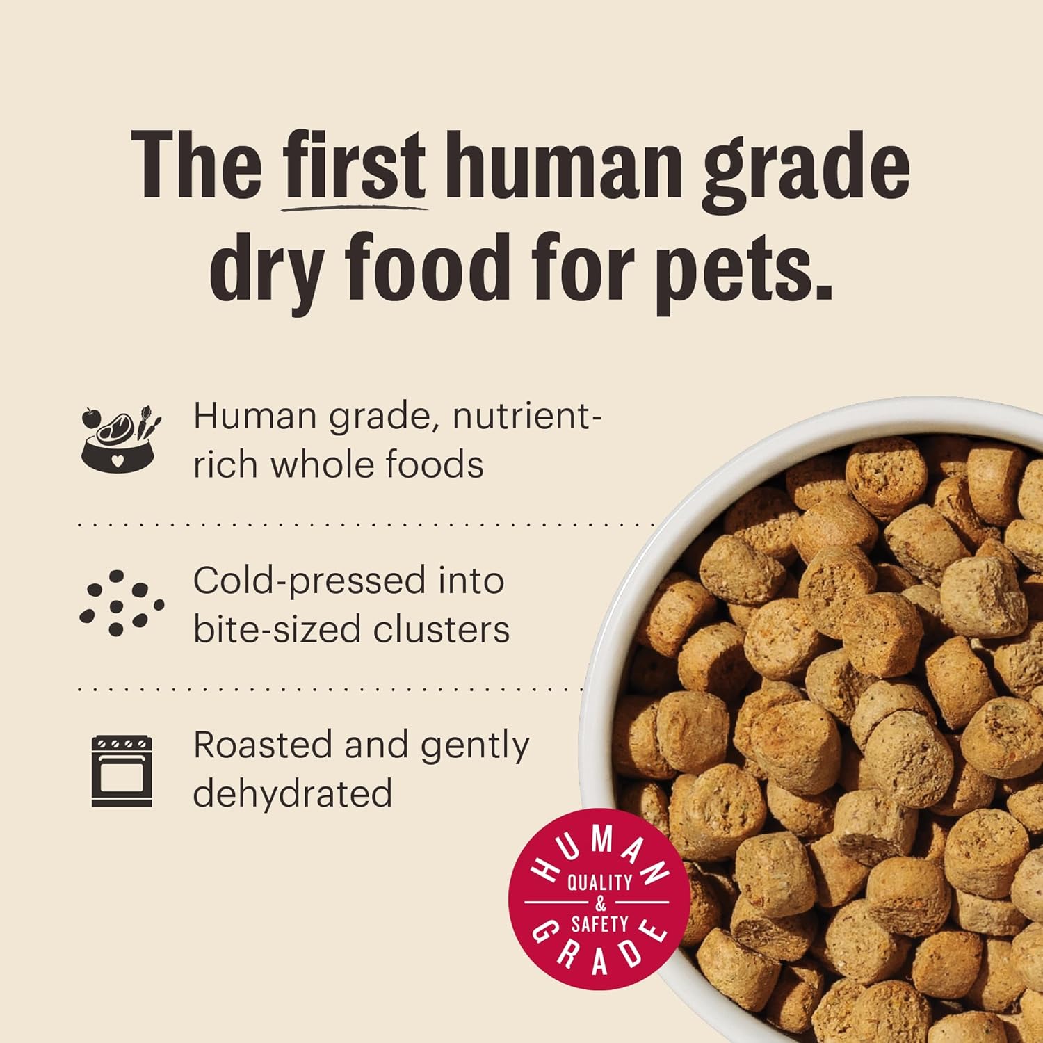 The Honest Kitchen Human Grade Whole Food Clusters Dry Dog Food - Whole Grain Beef & Oats, 20 Pound Bag
