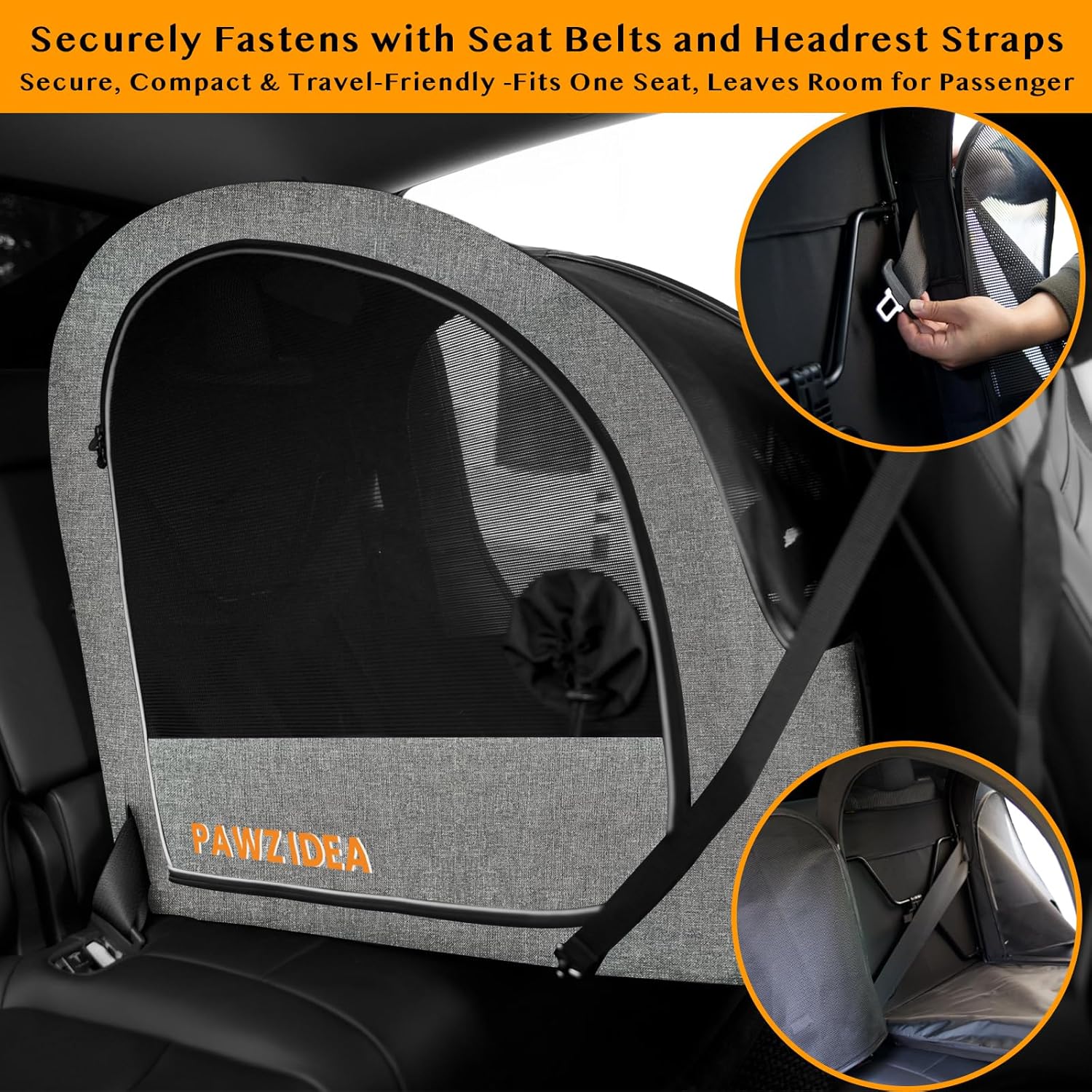 PAWZIDEA Dog Stroller for Large Dogs, Pet Stroller with Detachable Carrier for Portable Dog Crate for Car Seat, Foldable Dogs Jogger Strollers, All Terrain 9” Wheels, Adjustable Handle, Up to 80lbs