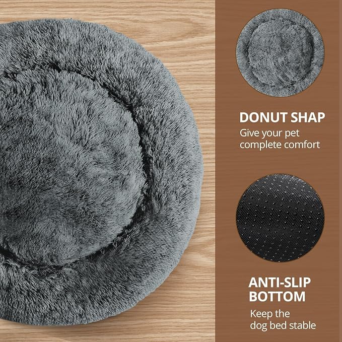 JOLLYVOGUE Calming Dog Beds Large Sized Dog, 36in Donut Washable Large Pet Bed - Image 3