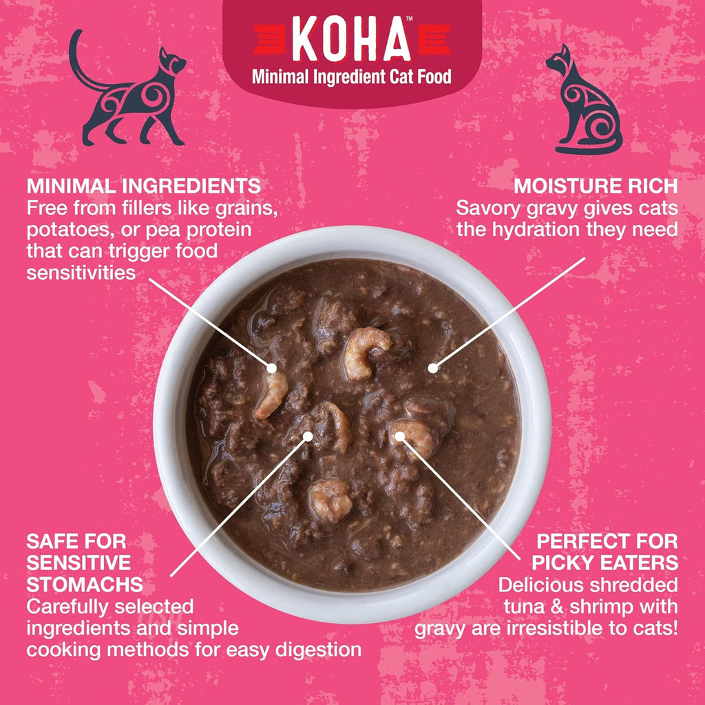 KOHA Poké Bowl Tuna & Shrimp Entree in Gravy for Cats, 12-Pack of 3oz Pouches