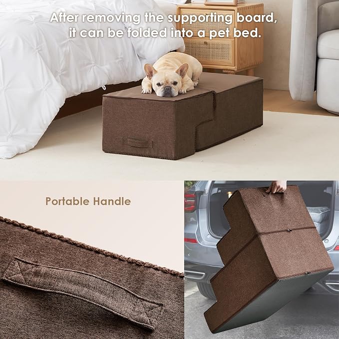 EHEYCIGA Dog Stairs for Bed 20" H, 4-Step Extra Wide Dog Steps for High Bed - Image 6