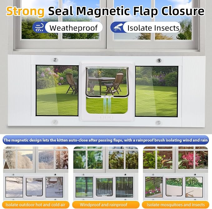 Full Size Cat Door Window Insert, fits 23'‘-28’' Various Sliding Windows - Image 5
