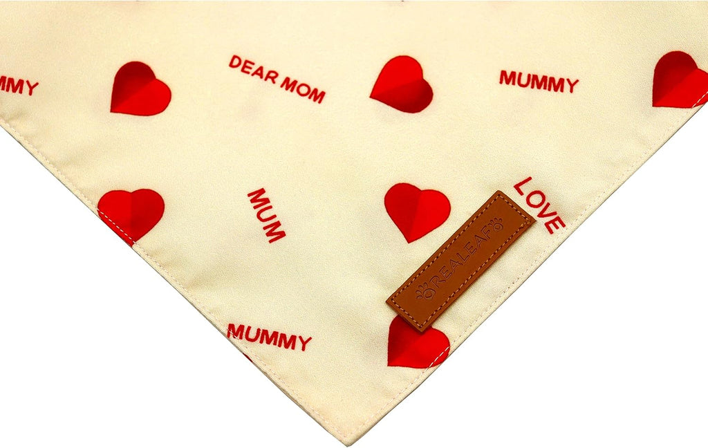 Realeaf Mothers Day Dog Bandanas 2 Pack, Reversible I Love My Mom Pet Scarf for Boy and Girl, Premium Durable Fabric, Valentines Day Bandana for Small Medium Large and Extra Large Dogs (Small)