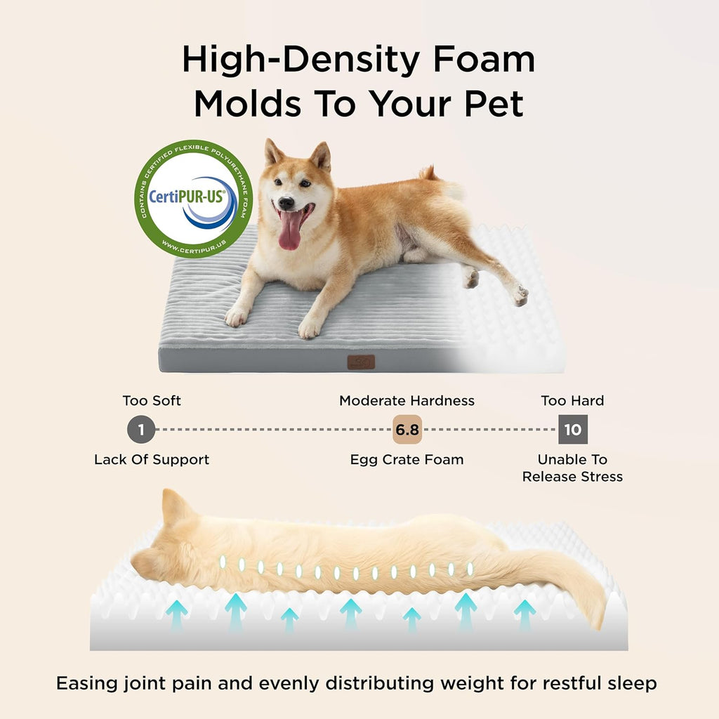 Bedsure XL Dog Bed for Crate - Large Orthopedic Pet Beds with Removable Machine Washable Cover, Egg Crate Foam Puppy Pad, Suitable for Pet Up to 80 lbs, 41"x27"