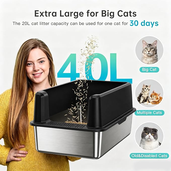 WoofiGo Stainless Steel Cat Litter Box - Image 3