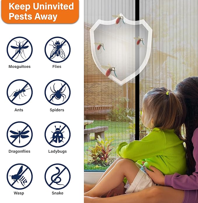Magnetic Screen Door, Heavy Duty Door Screen Magnetic Closure Keep Bugs Out - Image 5