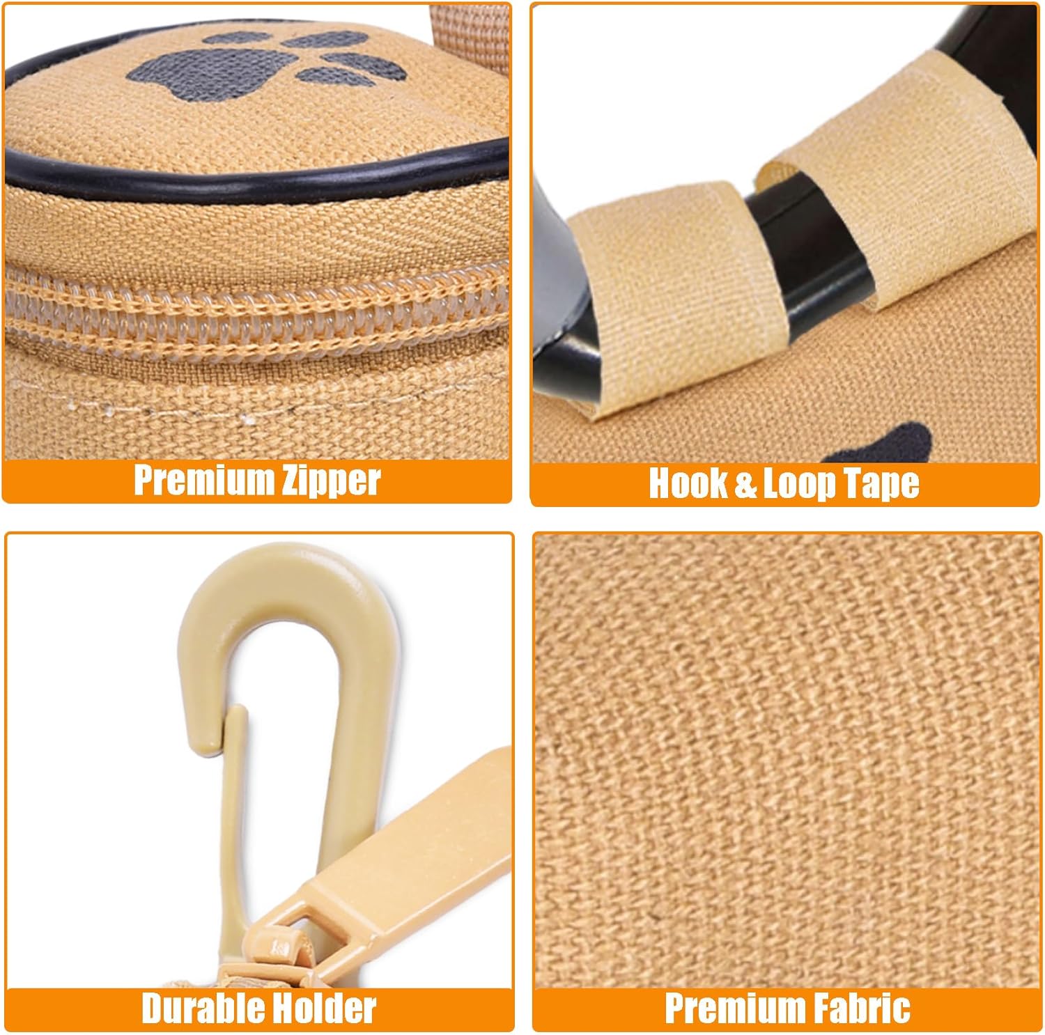 Dog Waste Bag Dispenser Dog Poop Bag Dispenser for Leash Accessory dog Poop Bag Holders Fits Dog Leash Include Hand Free Holder, Khaki, No-KaqiXYB